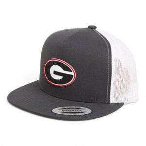 Georgia Bulldogs Power G 3D YP Snapback Flat Bill Trucker Hat- Charcoal/ White